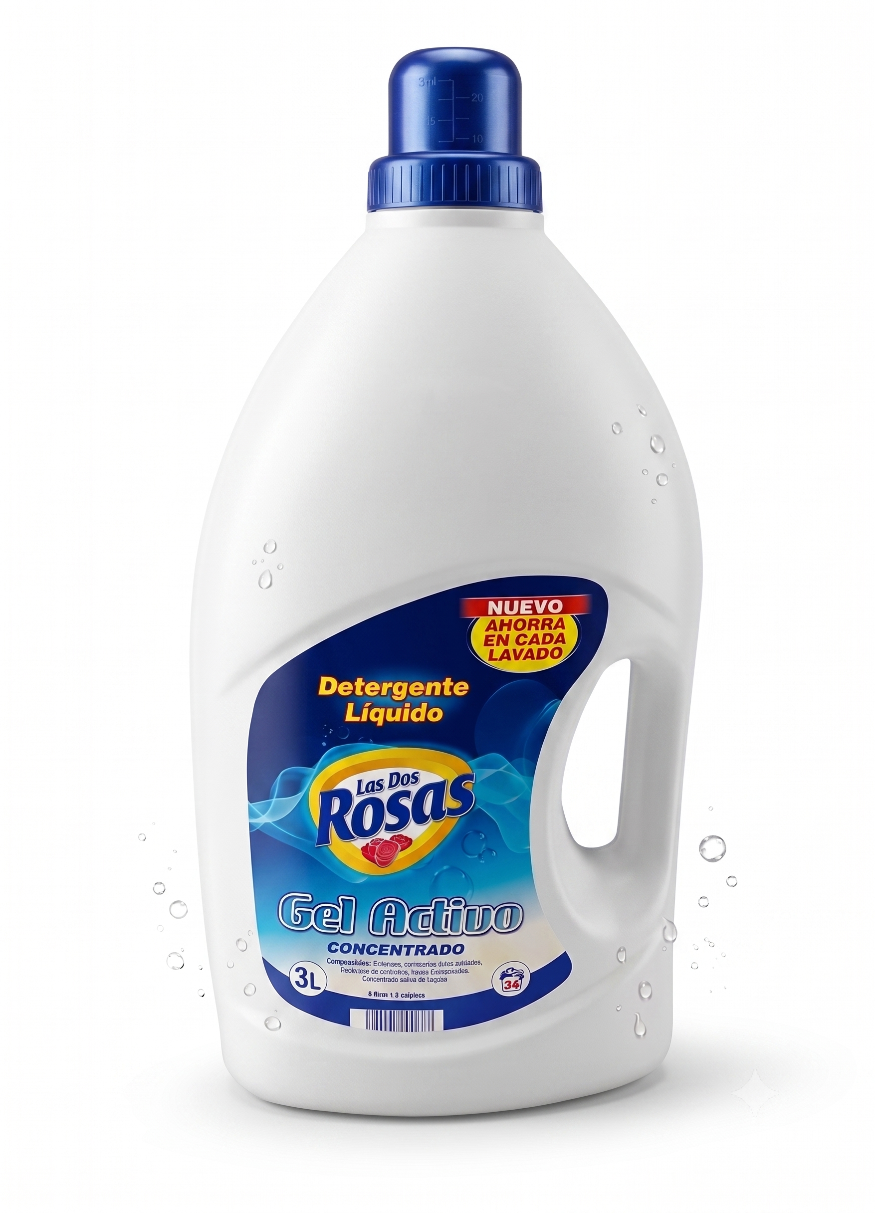 DETERGENTE LIQUIDO 3L. AZUL GEL ACT  LAS DOS ROSAS